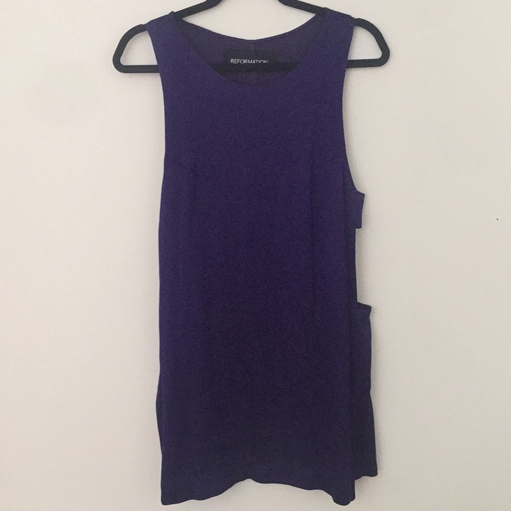 Reformation Dress Deep Purple Silk w/ Side Cutouts